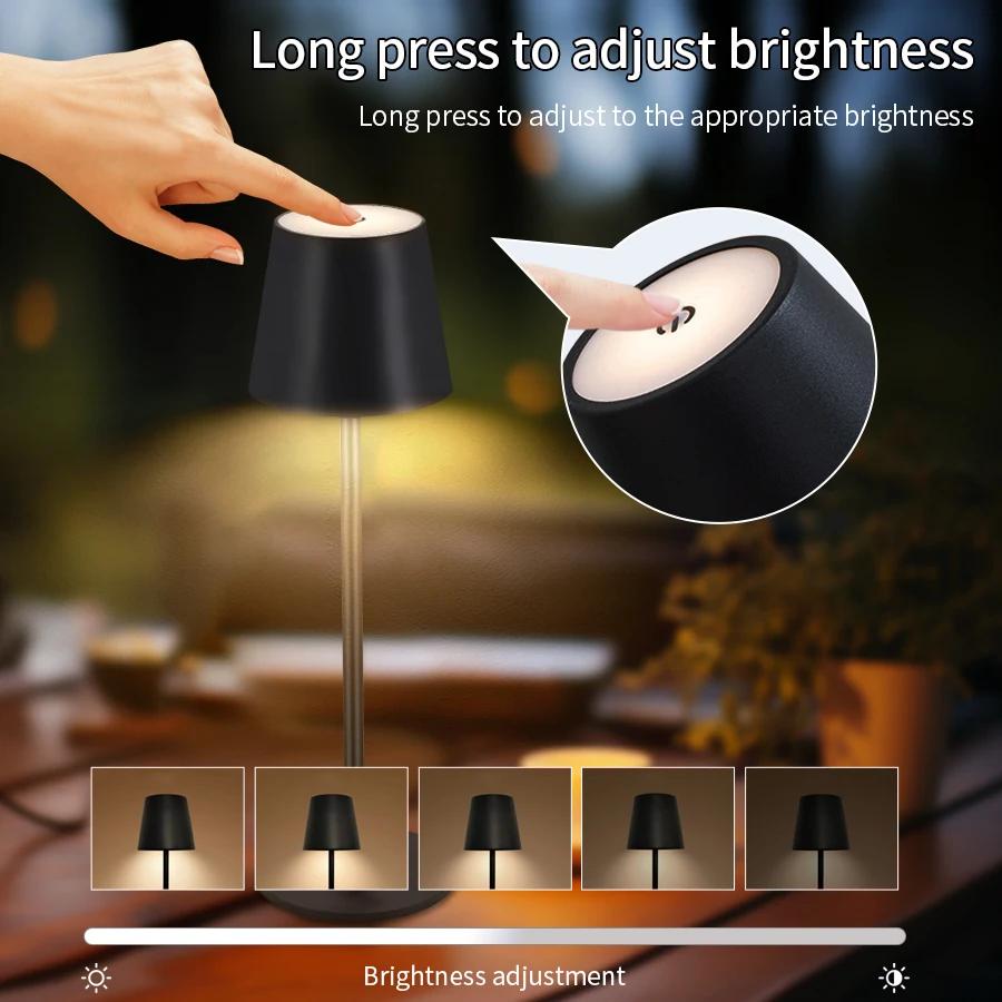 Rechargeable LED Table Lamp Touch Desk Light 3 Colors Dimmable For Home Bar Dinner Bedroom Bedside Ambient Decor Lighting
