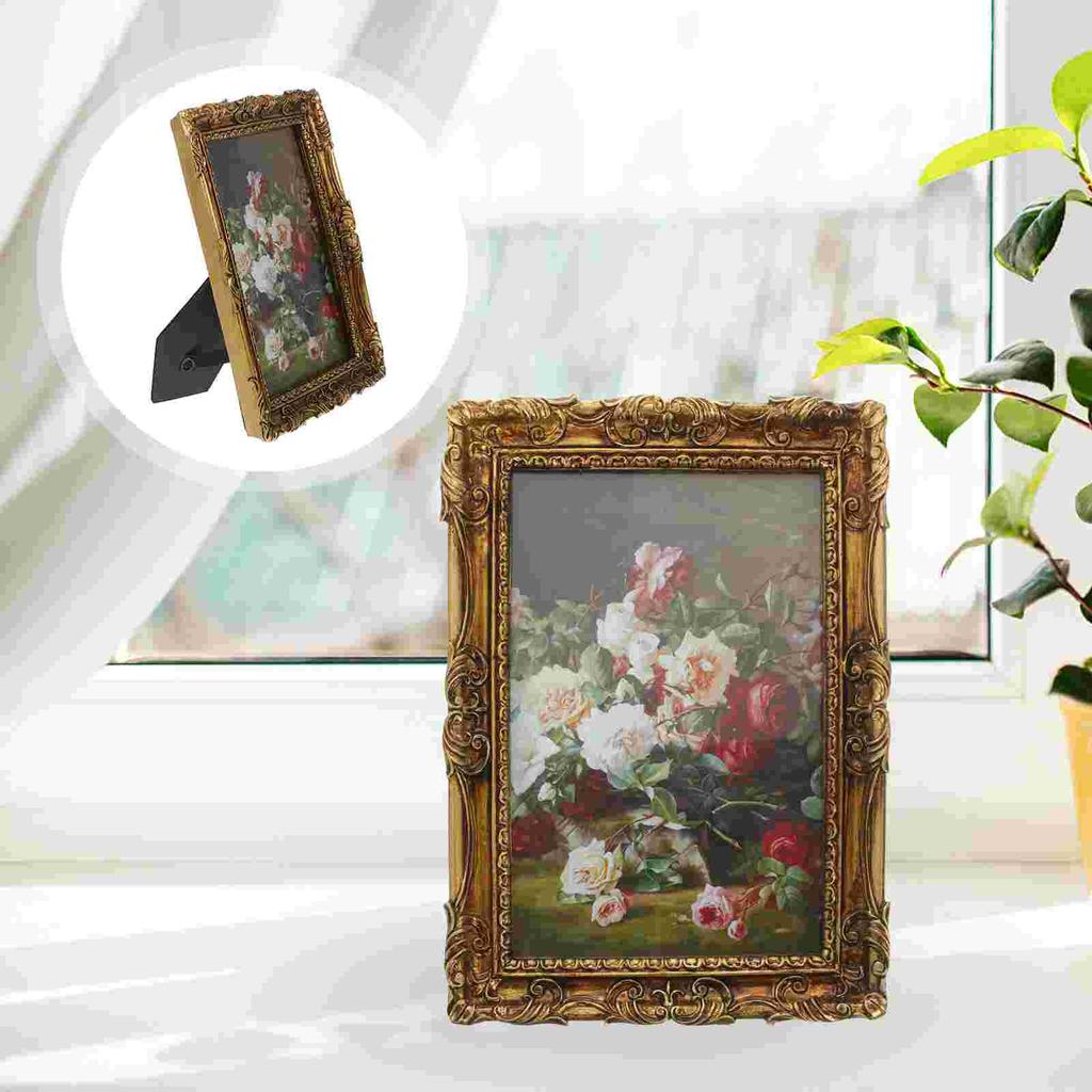 European Style Resin Relief Retro Picture Frame Wall Hanging Desk Decor Vintage Display Photo Holder Home Office