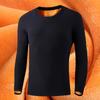 Men's Fleece-Lined Thickened Thermal Crew Neck Base Layer Long-Sleeve T-Shirt for Fall/Winter