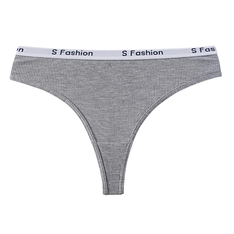 

TERMEZY Sexy Ribbed Thongs for Women Solid Color Cotton T-Back Panties Sporty Comfortable & Body-hugging Underwear XL сірий колір