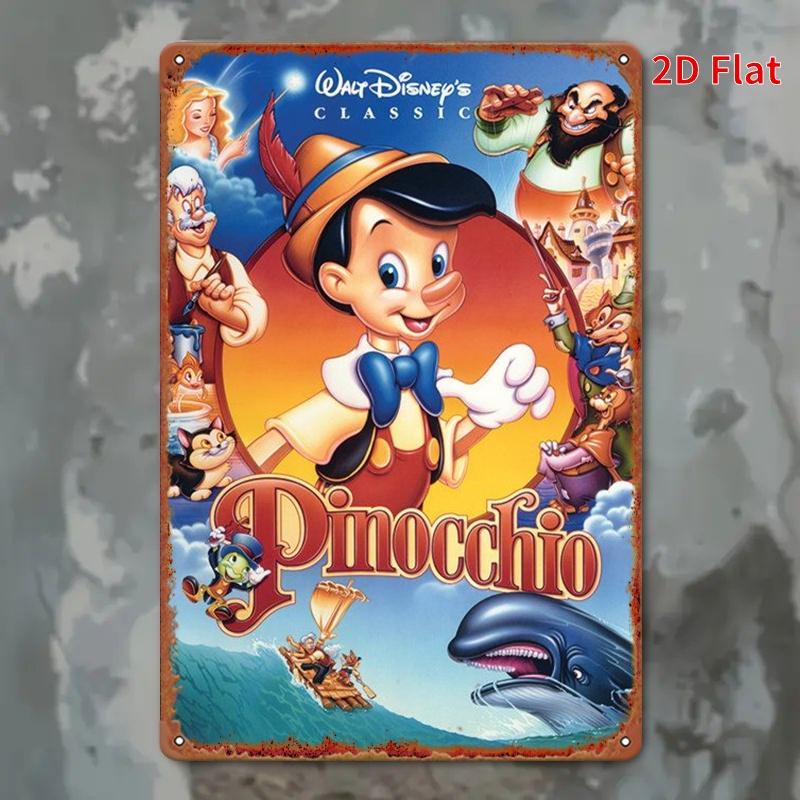 Einzelstück 20,32x30,48 cm Eisen Hängende Wand mit 2D-Effekt, Geeignet für Wohnkultur Mit Klassischem „Pinocchio“-Charakterdesign