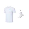 Li Ning Badminton Collection T Shirts Unisex White Crew Neck Moderate Straight Fit AHST347-3
