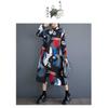 Loose Large Size Oceanic Printed Mid-Length Literary Vintage Dresses