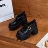 Fashion Mary Janes Vintage Black Sandals Woman Buckle Non-Slip Casual Medium Heels Office Ladies Solid Elegant Heels Korean 2024 Summer