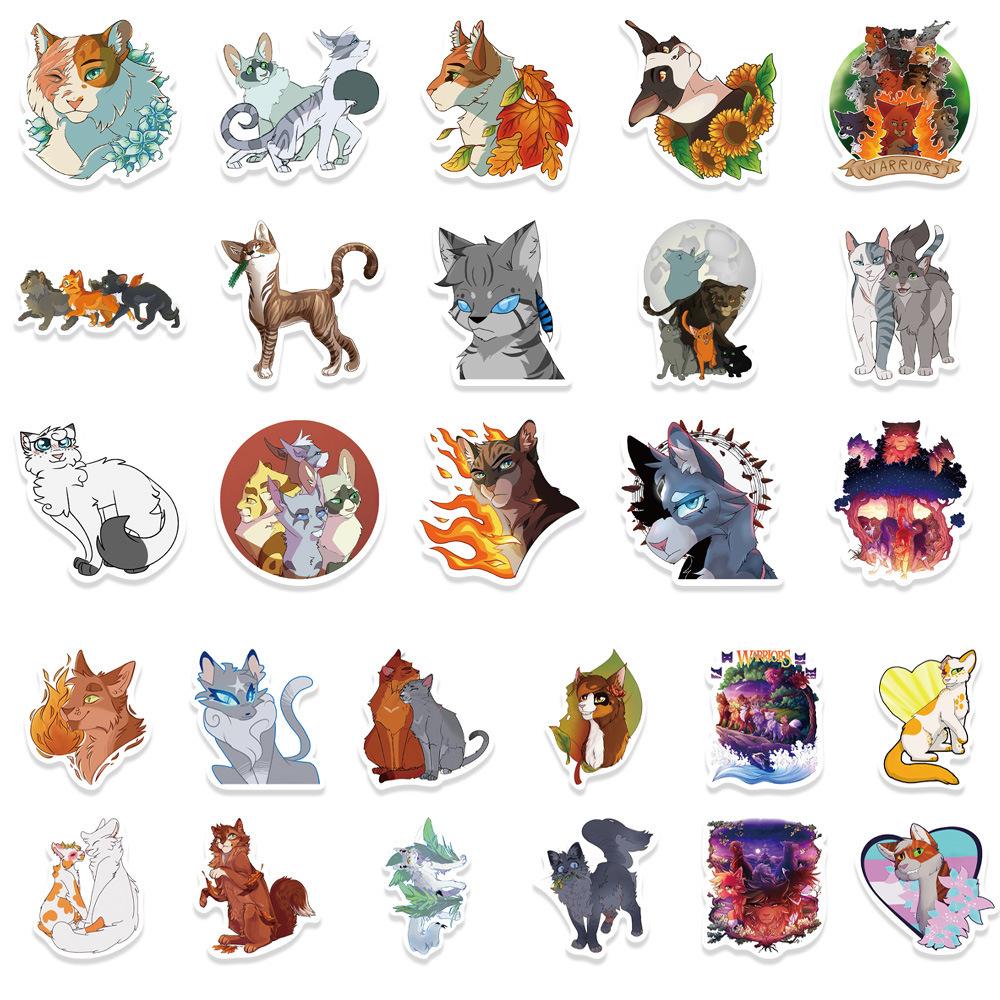 52pcs Warriors Cats Furry Graffiti Stickers for DIY Luggage Laptop Skateboard Motorcycle Bicycle Stickers