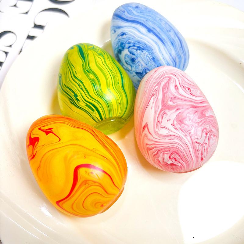 Œuf marbré à presser Jouet à rebond lent Soulagement du stress Fidget Jouet Squishy Portable Doux Décompression Anti-anxiété Pour Adulte