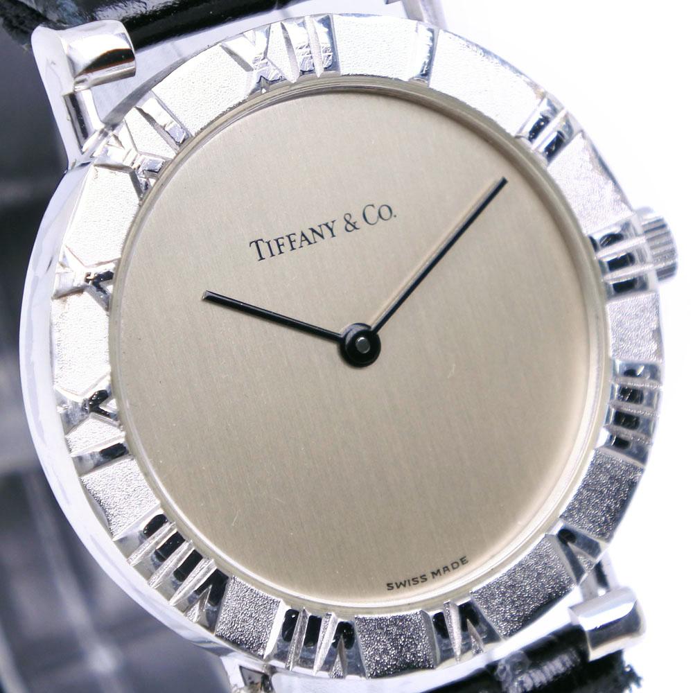 TIFFANY&Co. Hodinky Atlas M0640 Stříbrné/černé Stříbrný ciferník Stříbro 925/Nerezová ocel/kůže Quartzový Analogový displej pánské Použité
