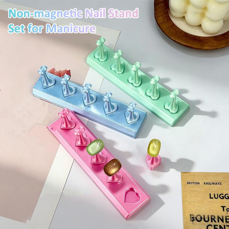 1 Set Nail Holder Non-Magnetic False Nail Tip Practice Stand Press On Nail For Nail Training Plastic Base Holder Nail Display