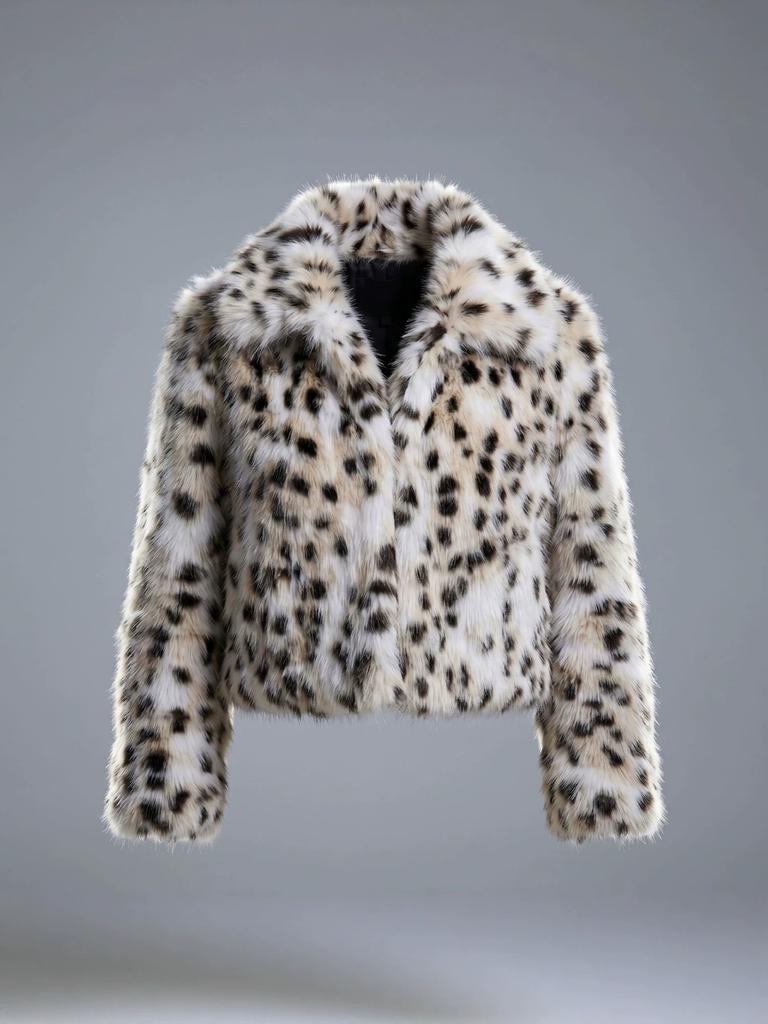 European and American spot autumn and winter new Mao Mao jacket leopard print short women's clothing