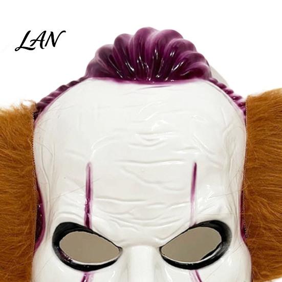 Theatrical Horror Mask Halloween Short Hair Clown Mask, Scary Joker Full Face Breathable Cosplay for Masquerade Party Costume Props