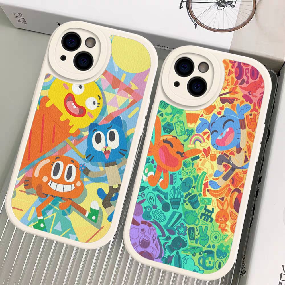 The A-Amazing World Gumball Anime Phone Cover For IPhone 11 12 13 14 15 16 Pro Max Mini Plus Soft Leather Case