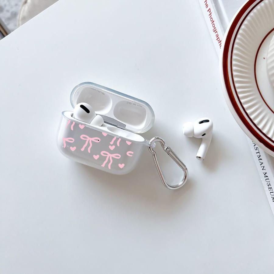 Cute Pink Heart Bow Case For Airpods Pro3 Pro2 4 2 3 Pro 1 Clear Earphone Cases Cover