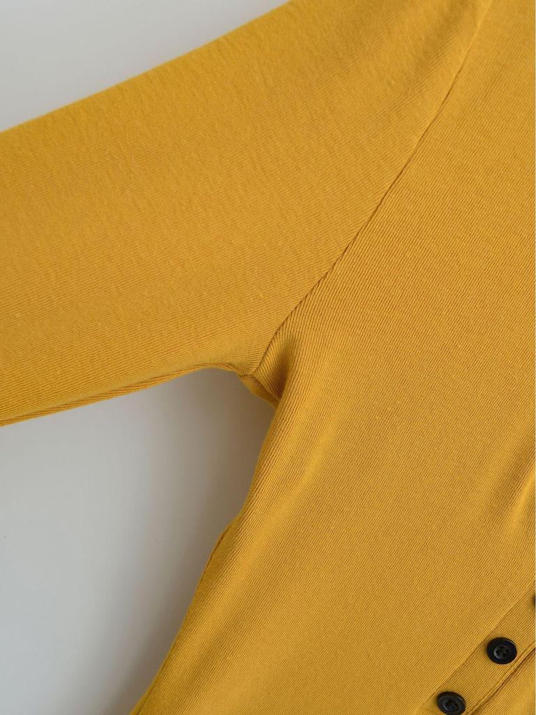 Spicy Lazy Girl V-neck Button Long Sleeve Women's Autumn/Winter Base Layer Elastic Fit T-shirt