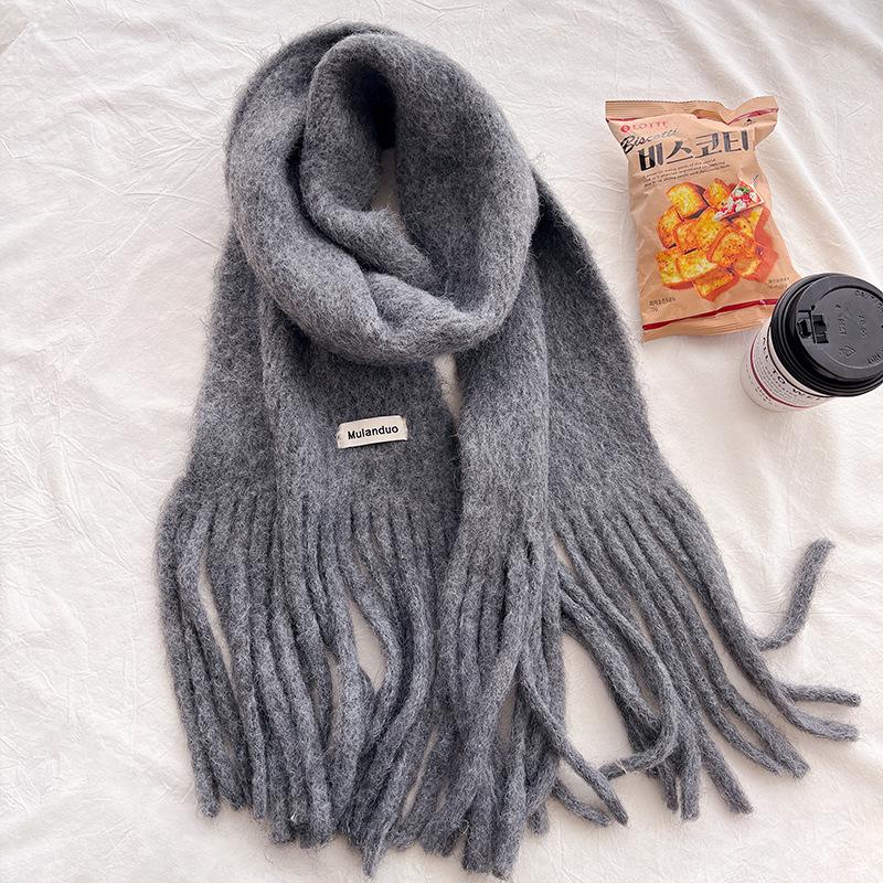 Ancola Red Mohair Wool-Blend Scarf: Women's High-End Korean Style Winter Shawl