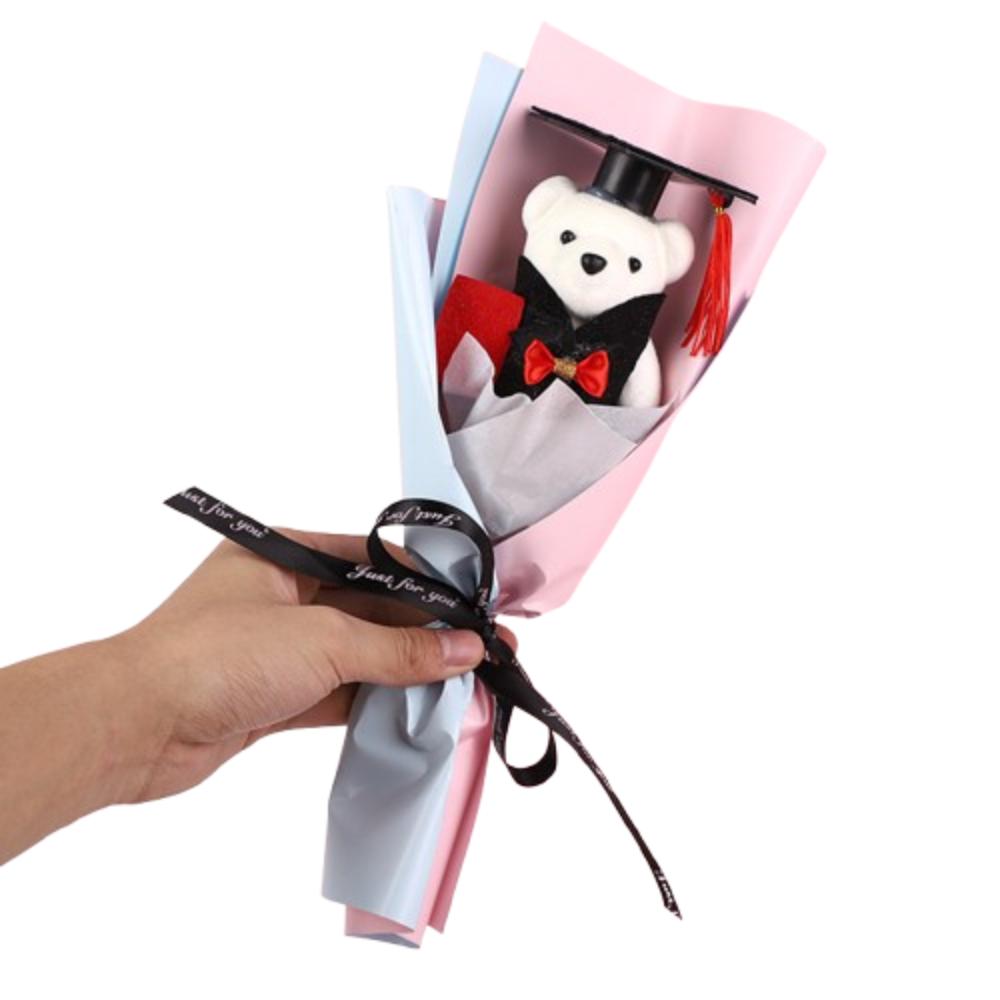 Chic Bear Plush Bouquet Cartoon Graduation Gift Creative Doctoral Bear Toy  Graduation Season