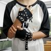 Black Fingerless Gloves with Buckle Straps YK Hot Girl Gloves Rivet Strap Gloves  JK Girl
