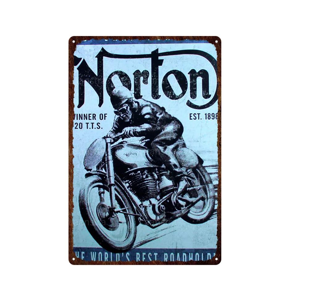 Vintage Norton Motorcycle Metal Poster Retro Plaque Wall Art Painting Plate Bar Garage Decor Vintage Tin Sign Home Decor Poster