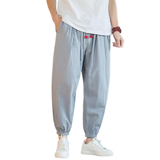 Men Summer Pants Chic Pockets Pleated Men Summer Pants Pure Color Men Harem Pants Men Summer Pants Male Clothes