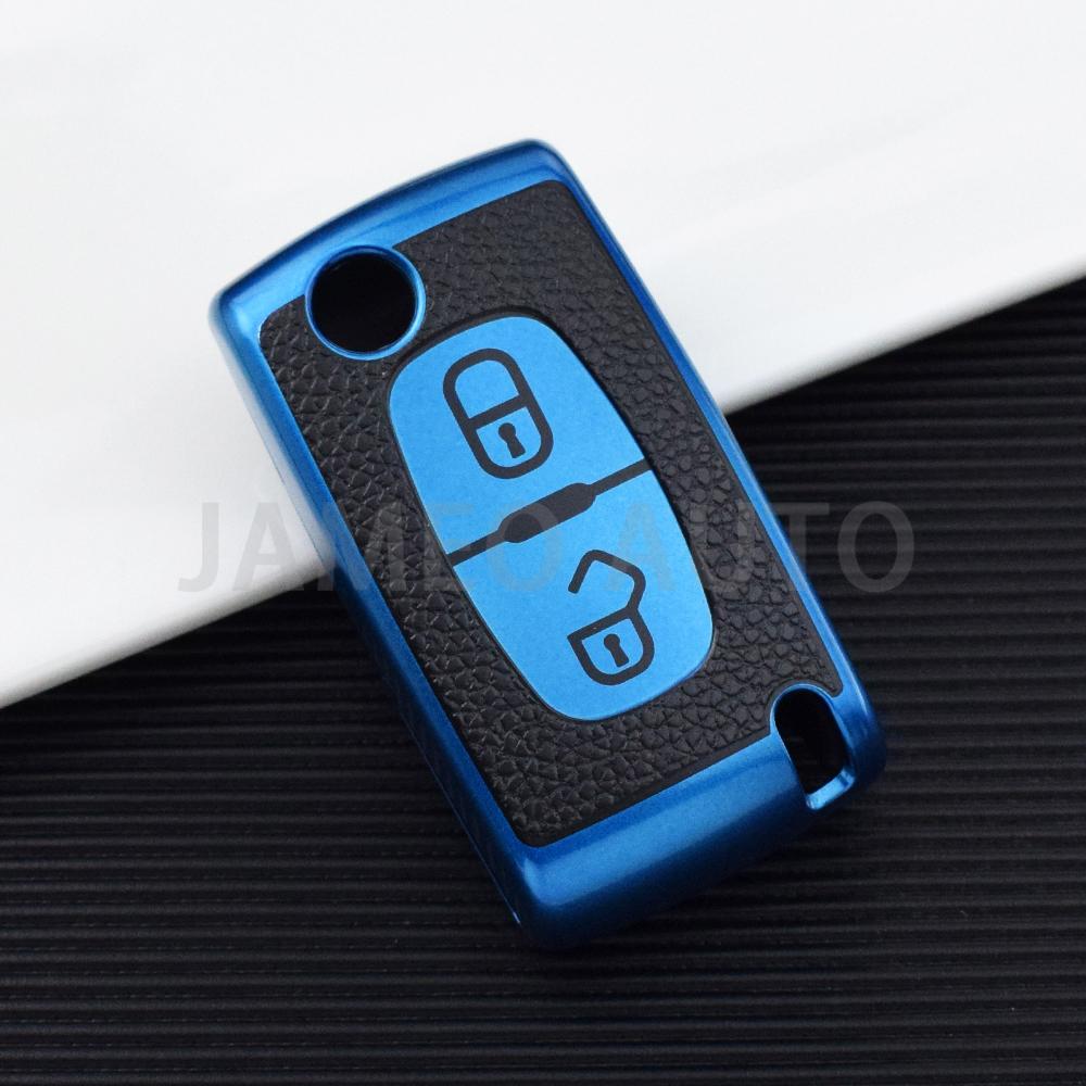 

2/3 Butons Soft TPU Leather Car Key Case Cover for Peugeot 308 207 307 3008 5008 Fob for Citroen C2 C3 C4 C8 Holder Accessories