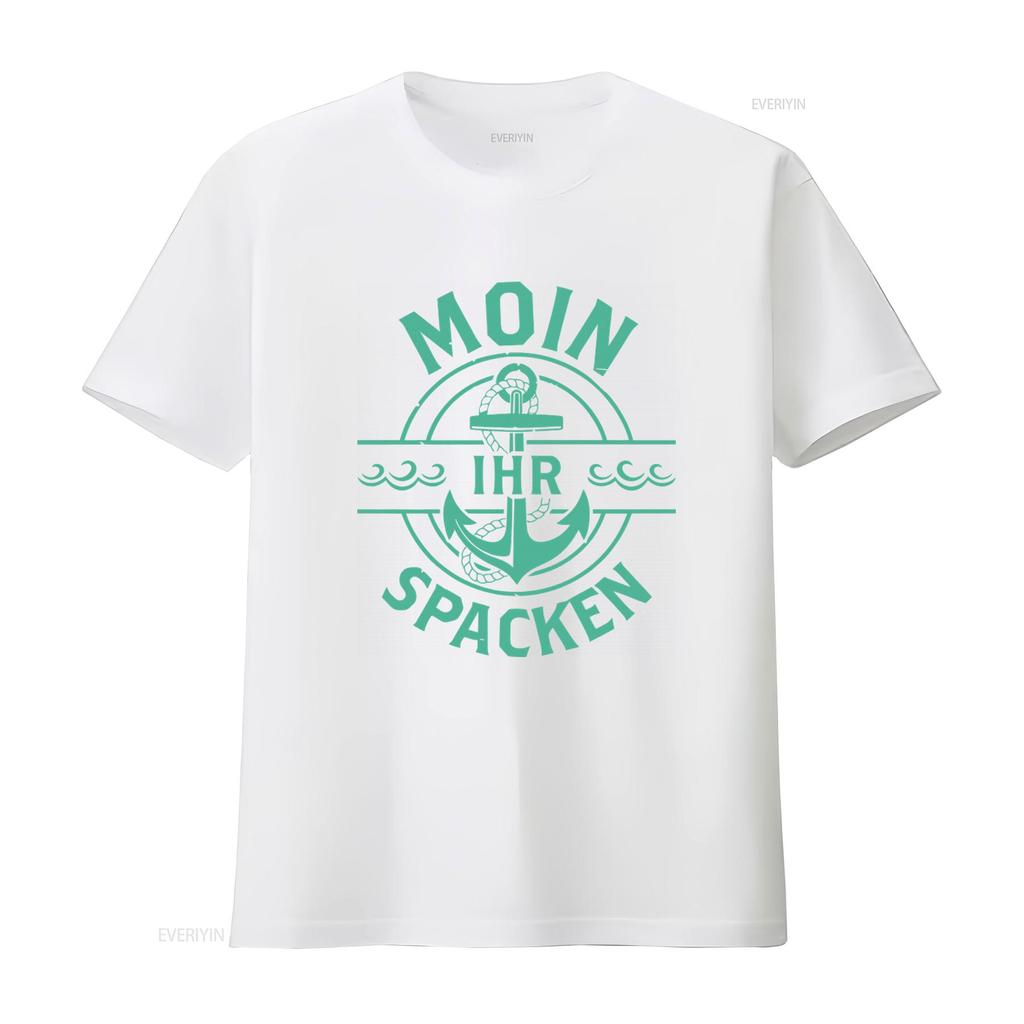 Moin Ihr Spacken Anchor Design T Shirt Fun Funny Sayings Girlie vintage Washed designer clothes fashion Stylish homme Unisex
