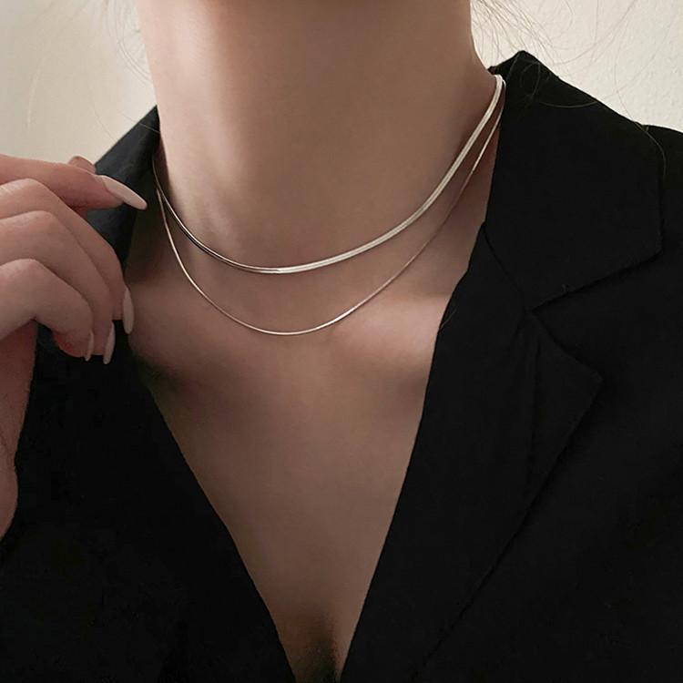 Extremely Fine Plain Chain Snake Bone Necklace Women's Light Luxury Niche Neck Chain High Sense Collarbone Chain Ins Cold Wind Accessories