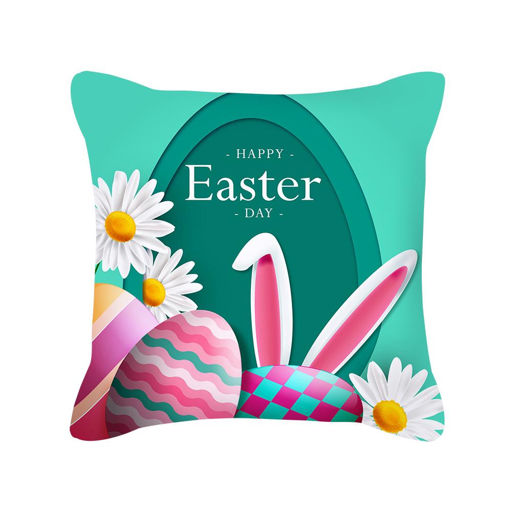 Green Easter Pillow Cover Ins Rabbit Easter Egg Cushion Cover Home Decoration Supplies Pillow Cover