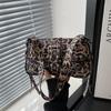 Street Style Leopard Print Leather Crossbody Bag With Metal Studs For Daily Use