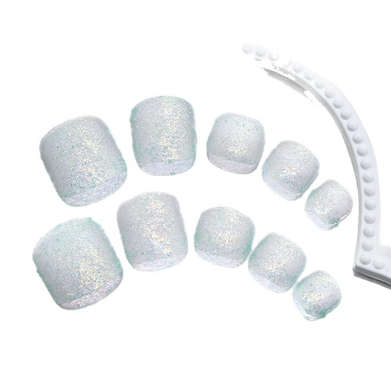 Summer Silver Glitter Flash Toenail Tips: Wearable, Removable European & American Manicure Nail Patches