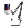 Gaming USB Podcast Angle Adjustable Computer Mic with Flexible Hanging Arm for PC