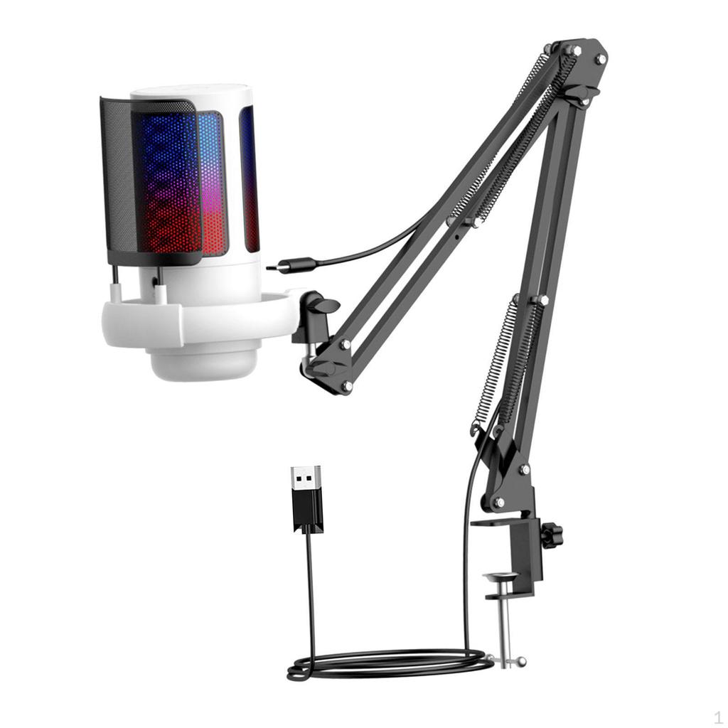 Gaming USB Podcast Angle Adjustable Computer Mic with Flexible Hanging Arm for PC