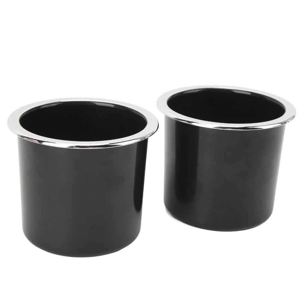 2 Pcs Recessed Black Cup Holder with Silver-plated Edges 73mm Can Holder 2.87 Inch Drink Holder Couch