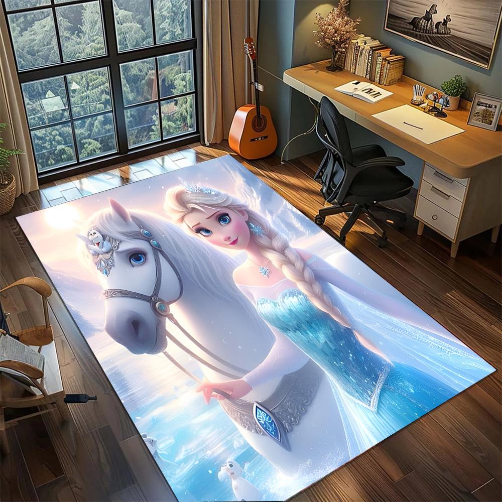 The Snow Sisters: Elsa and Anna Rug Carpet Large Area Rug Non Slip Washable Floor Mat Gamer Room Bedroom Home Decor