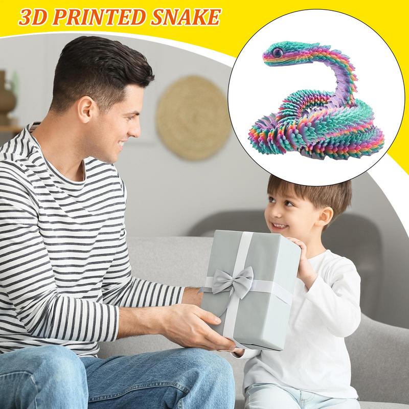 3D Printed Snake Movable Joint Simulation Snake Figurine Creative Snake Model Collectibles Home Office Desk Decor Crafts Gift