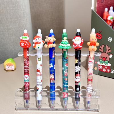 36 Pcs Christmas Gel Pen 0.5mm Tip Blue Erasable Ink Pen Festive Patterned Erasable Push Action Pen for School Office Writing Supplies