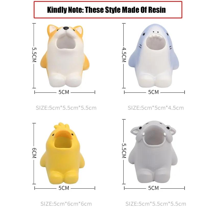 Ceramics Multi-Function Mini Cute Toothbrush Holder Creative Home Bathroom Storage Stand Makeup Pen Holder Ornament Decoration