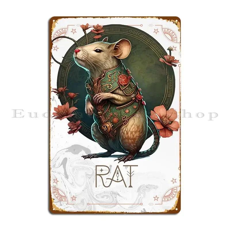 Chinese Zodiac Rat Metal Sign Wall Cave Garage Club Cinema Customize Wall Mural Tin Sign Poster 20x30cm(7.8x11.8inch)