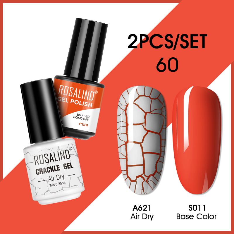 ROSALIND Cracked Gel Nail and Polish Nail Gel Kit Nail Varnish Hybrid Crackle Manicure Art UV Gel Semi Permanent 2PCS