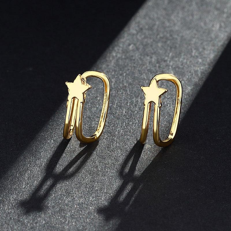 

Korean Version of Fashion Temperament No Ear Piercings Two-line Star Ear Clips Women s Bone Clips Simple and Cold Earrings