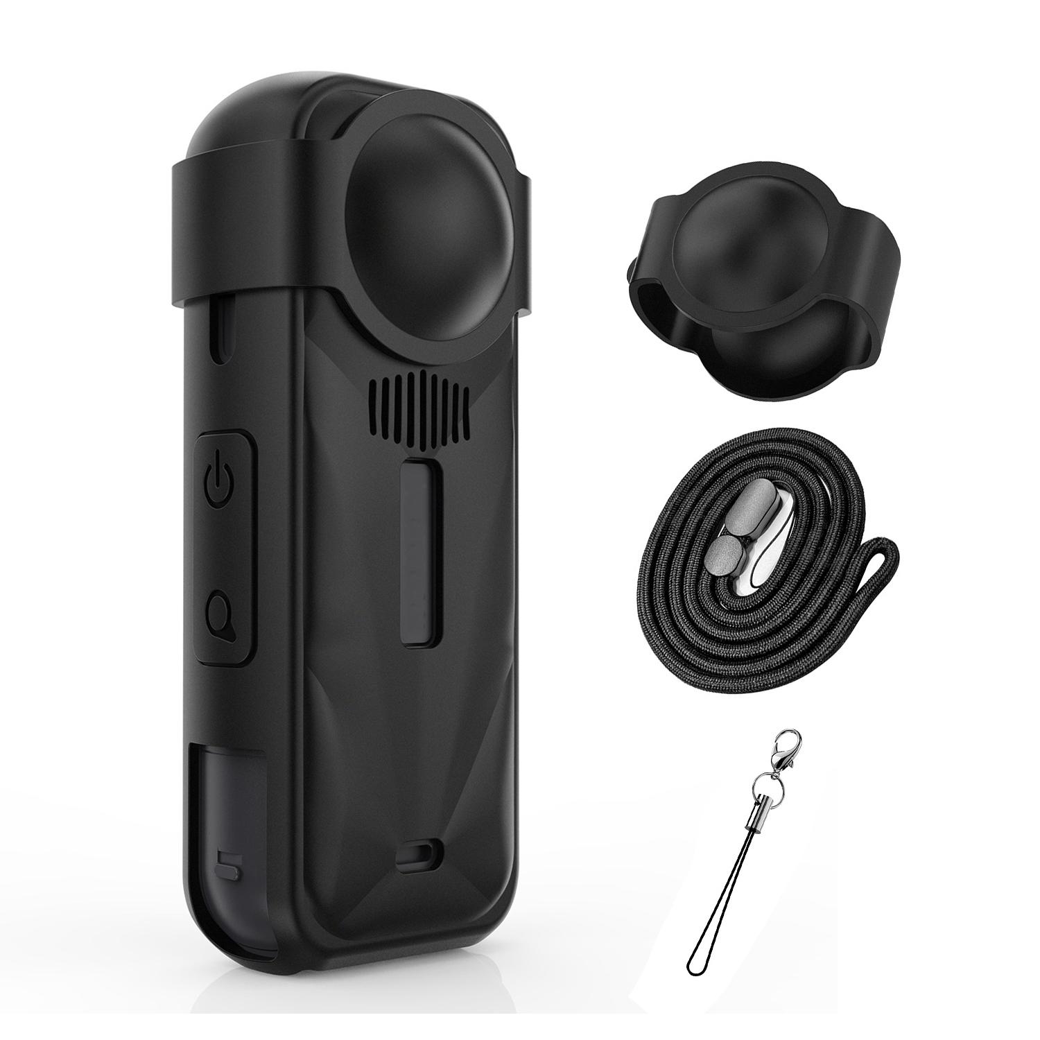 

4IN1 Silicone Cover Case Fit for Insta360 X5 Panoramic Action Camera Anti-scratch Protector for Insta360 X5 with Strap Keychain For Insta360 X5