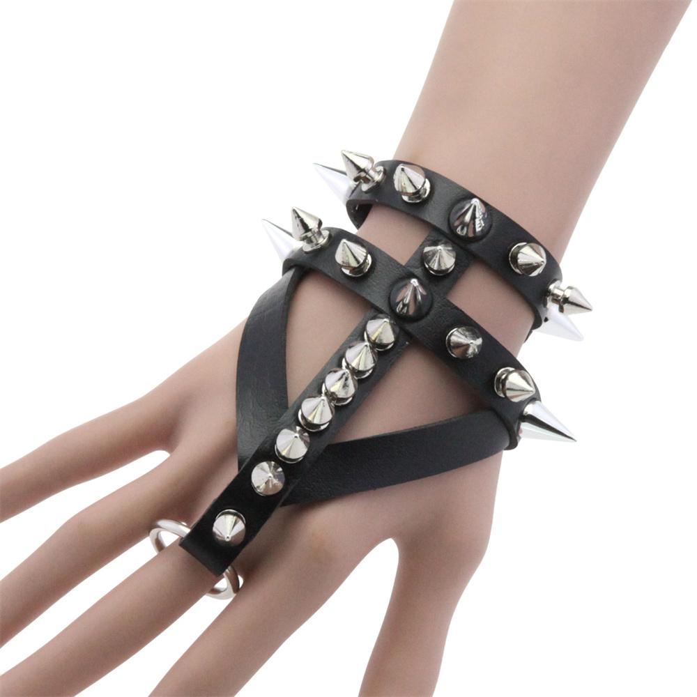 Pu Leather Stud Bracelet Cuspidal Spikes Rivet Wide Cuff PU Leather Punk Gothic Rock Unisex Bracelets Bangle Woman Men Jewelry