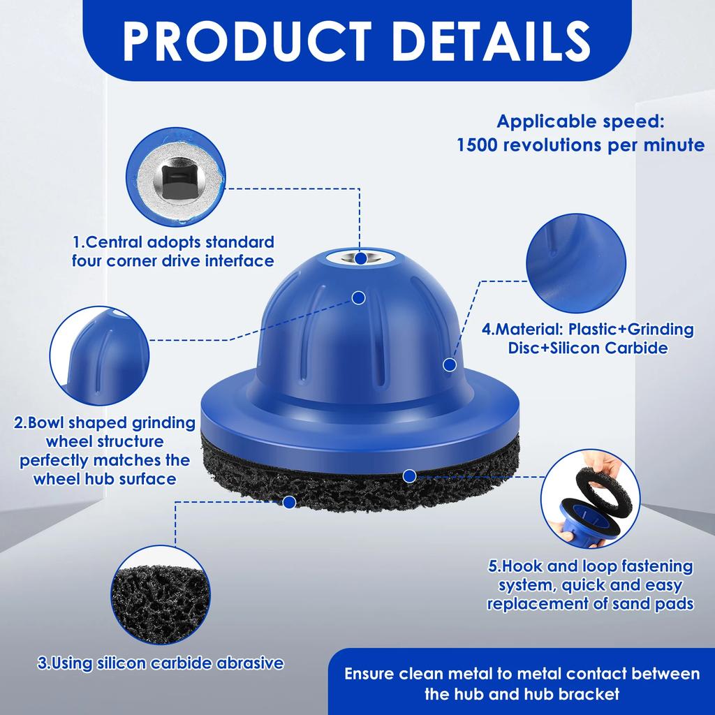 150mm Car Wheel Hub Grinder Ball Head Grinder Wheel Hub Cleaner for Tyre Change, Rim Cleaning & Rust Removal Wheel Hub Brush