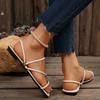 [Foreign Trade] New square head toe flat-soled sandals women's French temperament versatile one-word cool slippers women