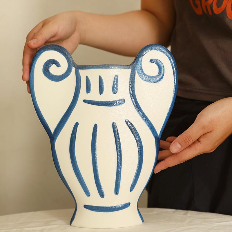 

1 шт. Художественные вазы, скандинавская керамическая ваза, современная расписанная вручную ваза, белая цветочная композиция, креатив, 3 стиля