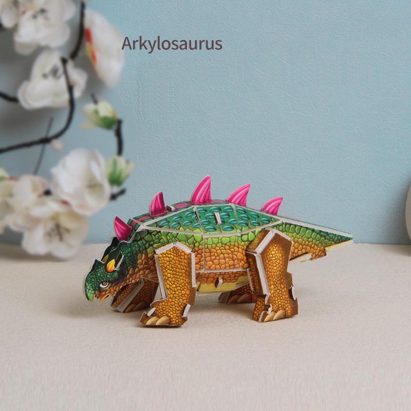 Children DIY 3D Assembled Dinosaur Model Paper Card Puzzle Handmade Toys for Kids Boys Gift Desktop Decorations