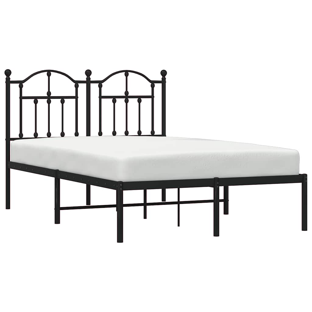 Metal Bed Frame with Headboard Black 120x200 cm