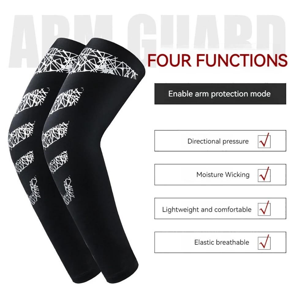 Durable And Safe 1Pcs Sports Arm Protection Silicone Anti Slip High Elastic Compression Sun Protection Sleeve Basketball Tennis Cycling Fitness
