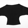 Y25TP365 Women's One-Shoulder Batwing Sleeve Waist-Cinched Solid Color Autumn Pullover Top