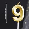 1pc-Birthday Candle Golden Number 0-9 Smoke Free Birthday Cake Insert Party Candle Decoration Anniversary Cake