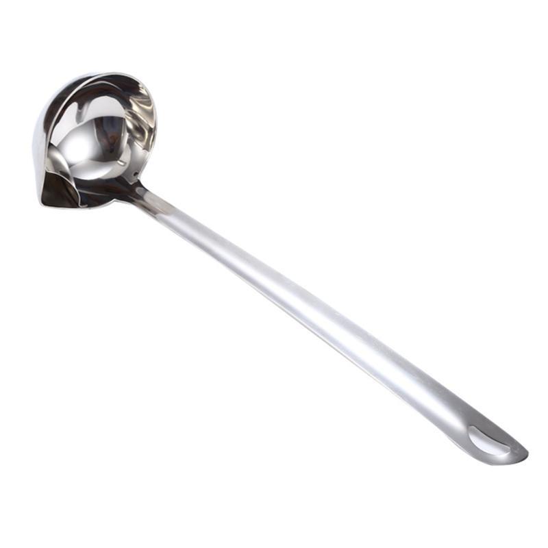 652F Long Handle Oil Soup Separate Spoon Home Strainer Cooking Colander Kitchen Stainless Steel Ladles Dinner Tableware
