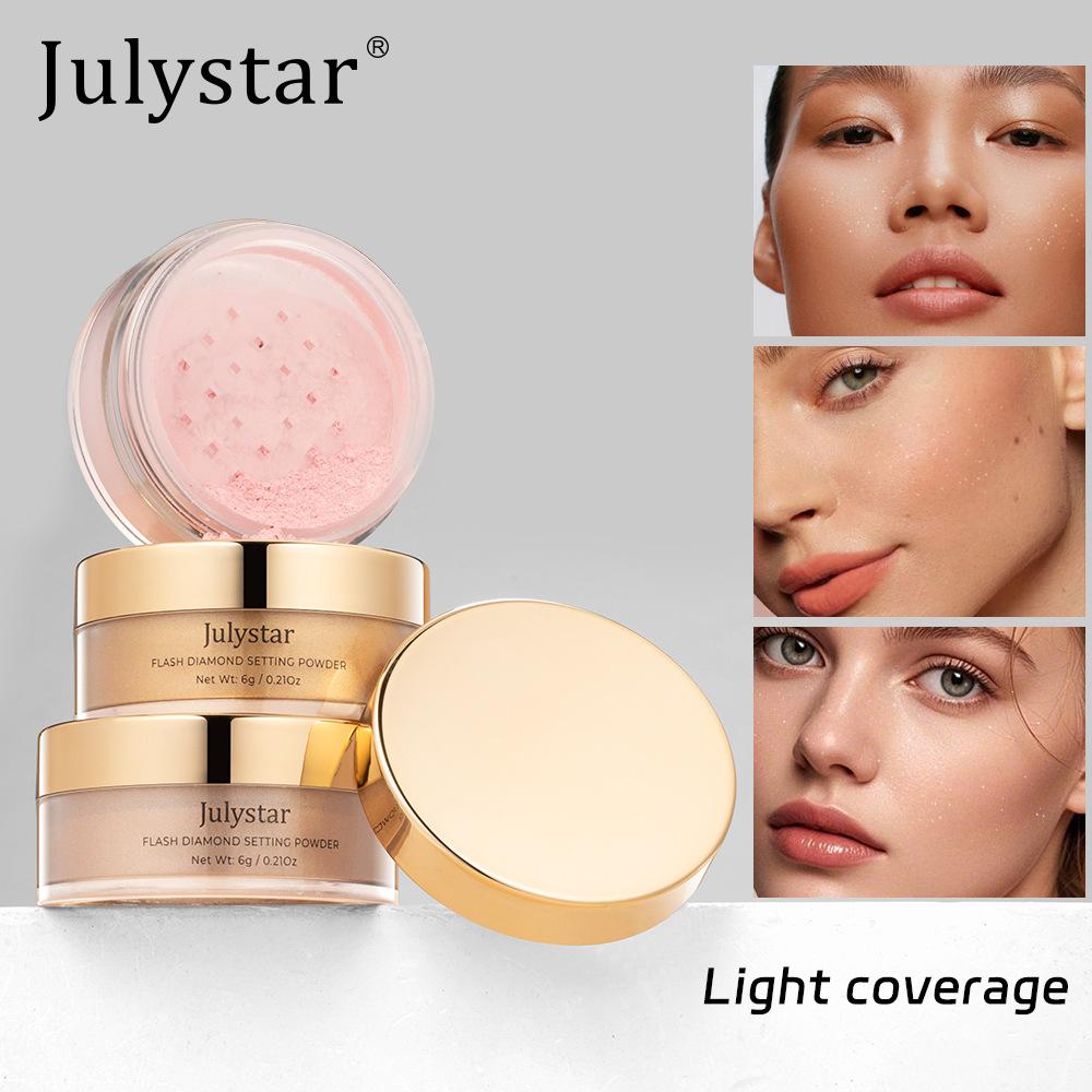 Julystar Pearlescent loose powder Concealer Diamond honey powder fine anti-sweat long-lasting oil-control matte setting powder